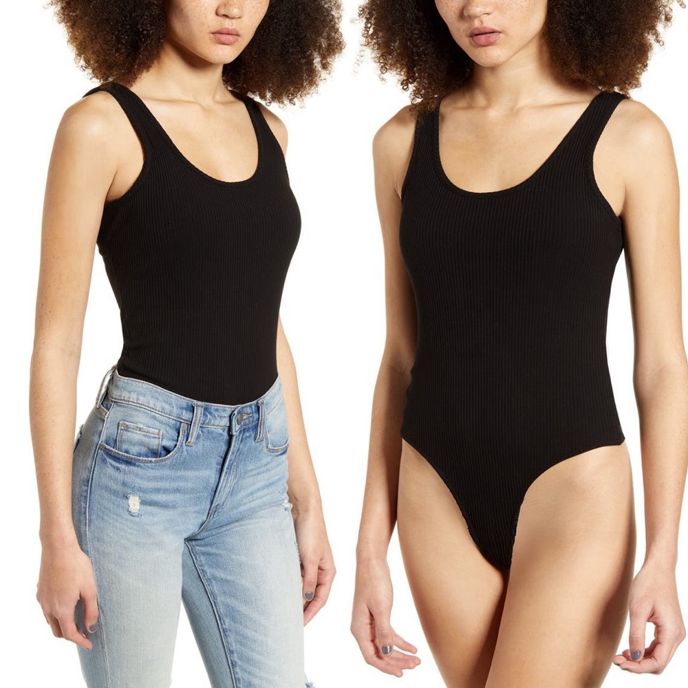 ARTICLES OF SOCIETY Ribbed Tank Bodysuit, Grey, S - Picture 11 of 12